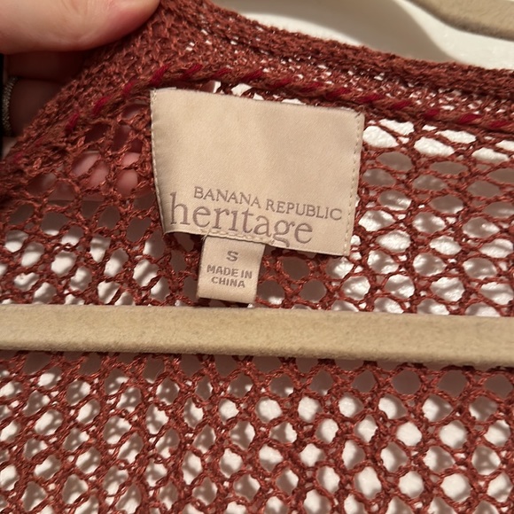 Banana Republic Heritage Orange Crochet Linen Cover-up Topper - Picture 3 of 9